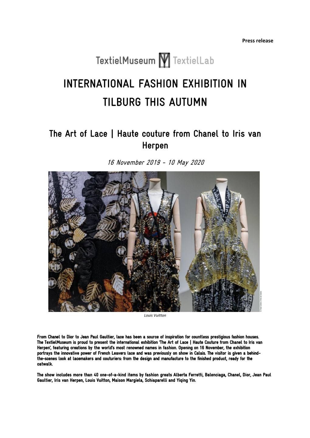 International Fashion Exhibition in Tilburg This Autumn