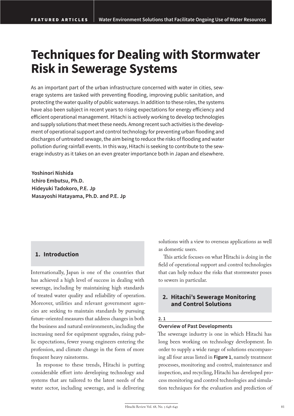 Techniques for Dealing with Stormwater Risk in Sewerage Systems