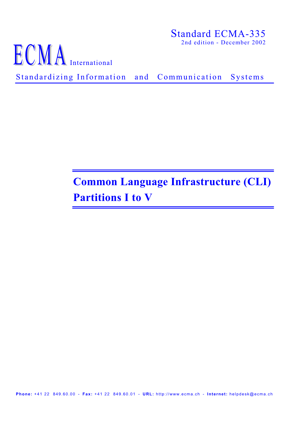 Common Language Infrastructure (CLI) Partitions I to V