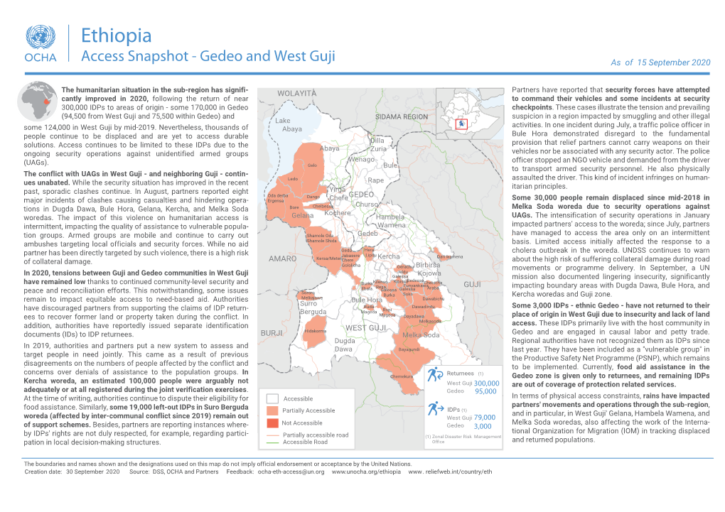 Humanitarian Access Snapshot, Gedeo