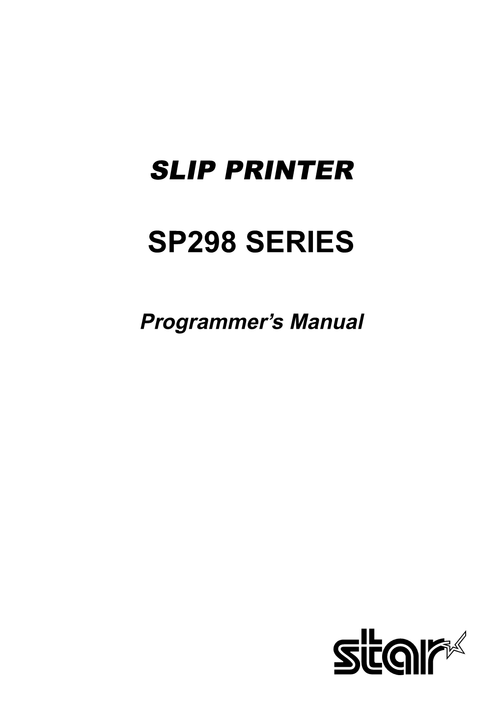 Programmer's Manual SP298 SERIES