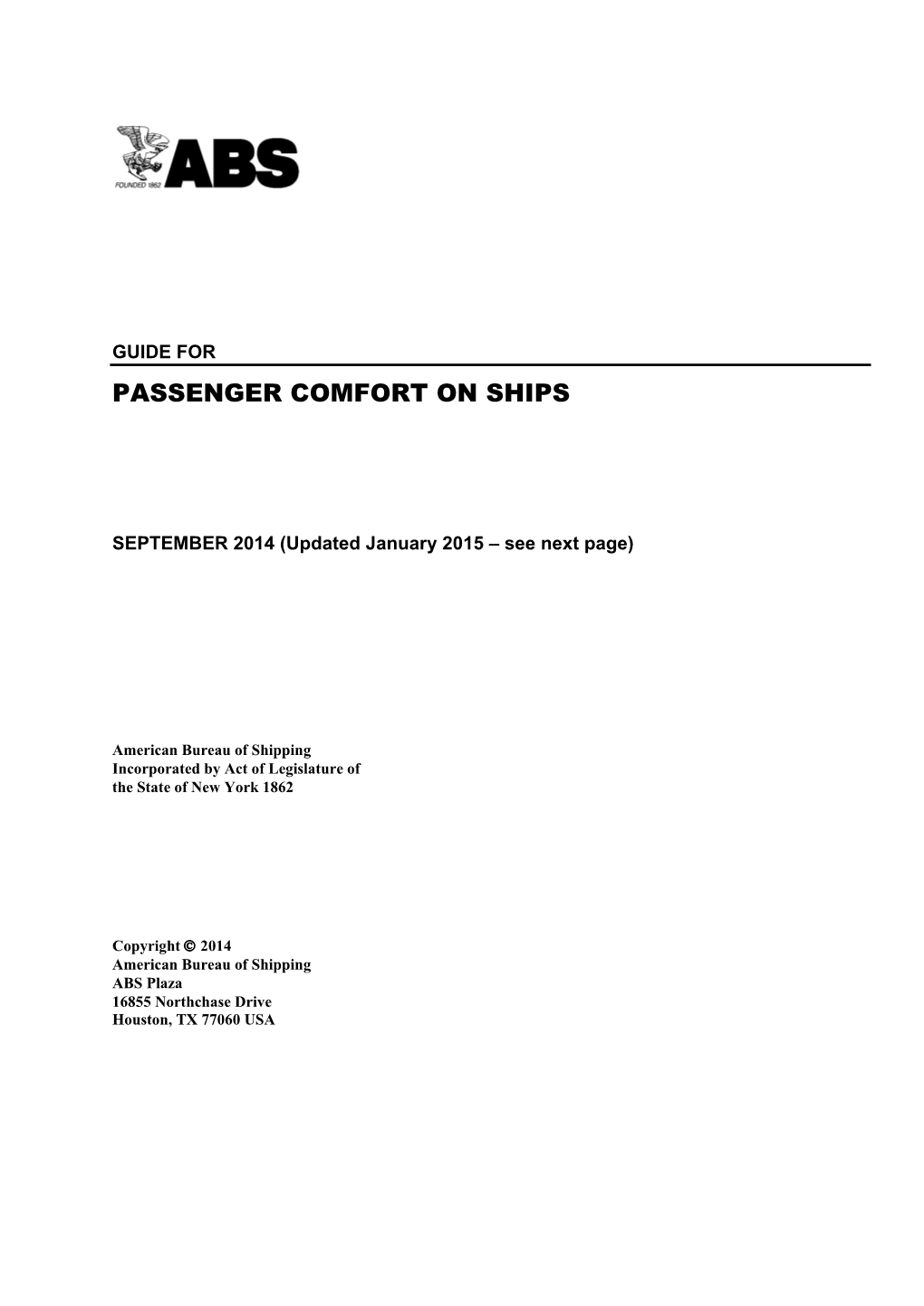 Guide for Passenger Comfort on Ships