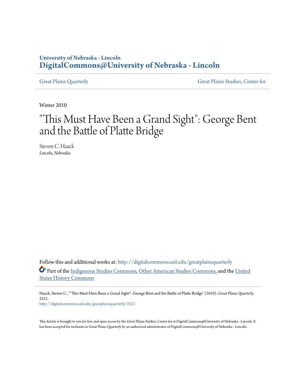 George Bent and the Battle of Platte Bridge