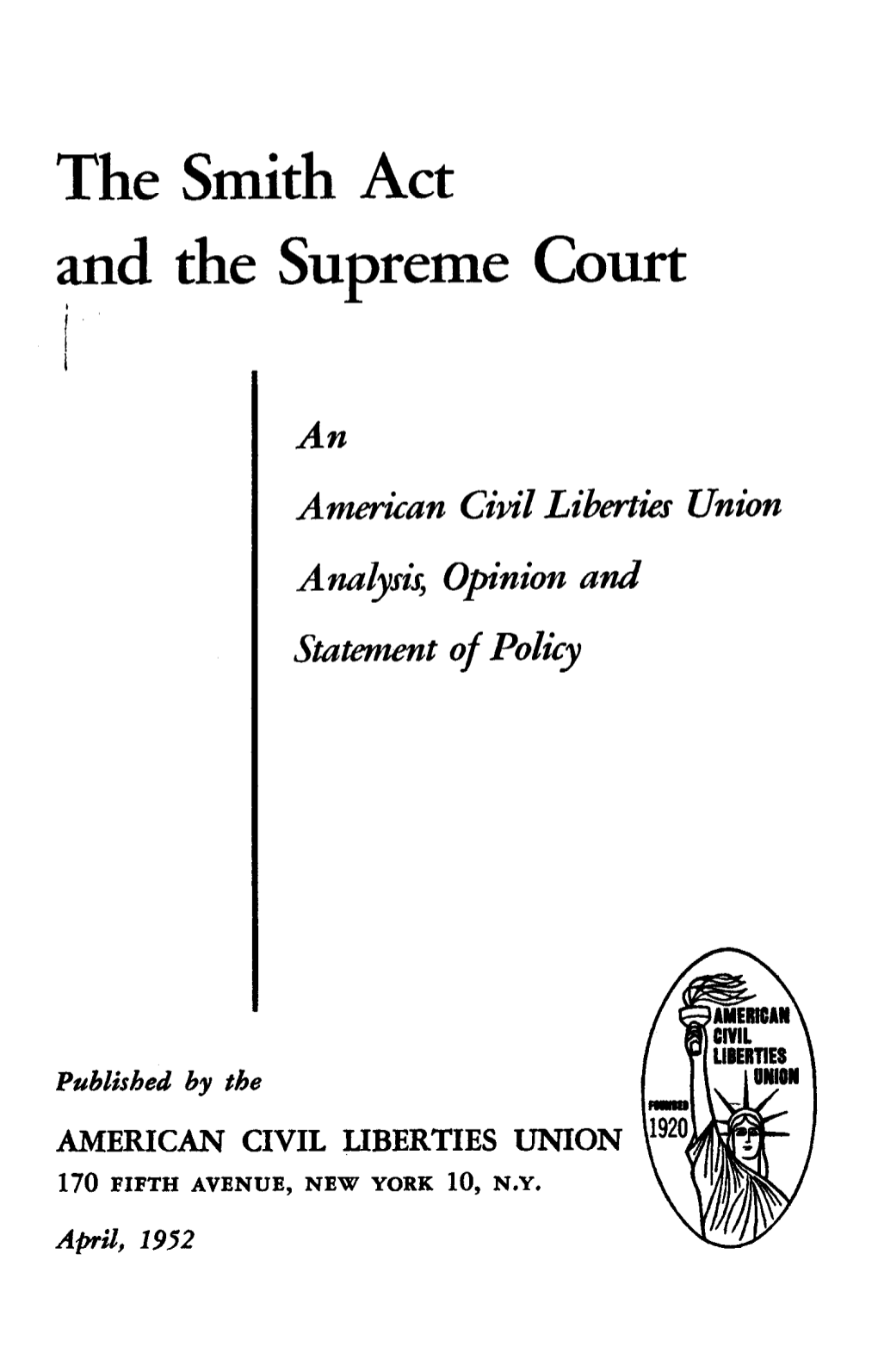 The Smith Act and the Supreme Court