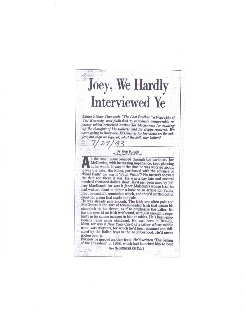 Joey, We Hardly Interviewed Ye