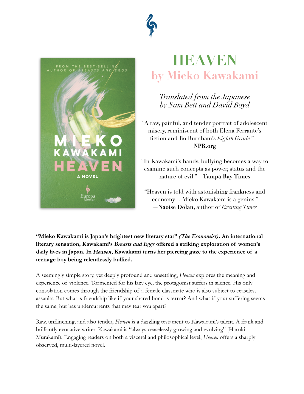 HEAVEN by Mieko Kawakami Translated From