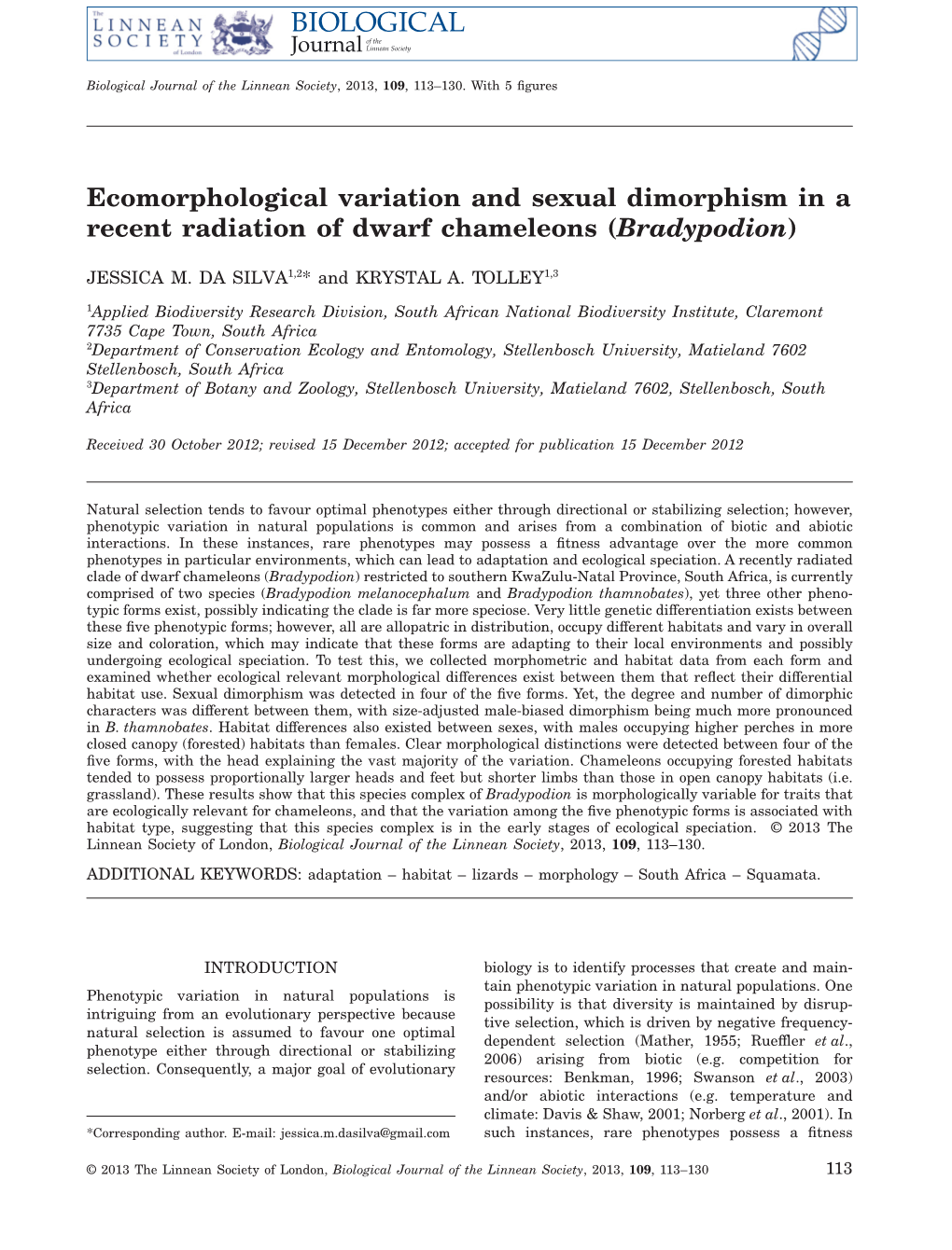 Dasilva&Tolley 2013 BJLS Chameleon Morphology.Pdf