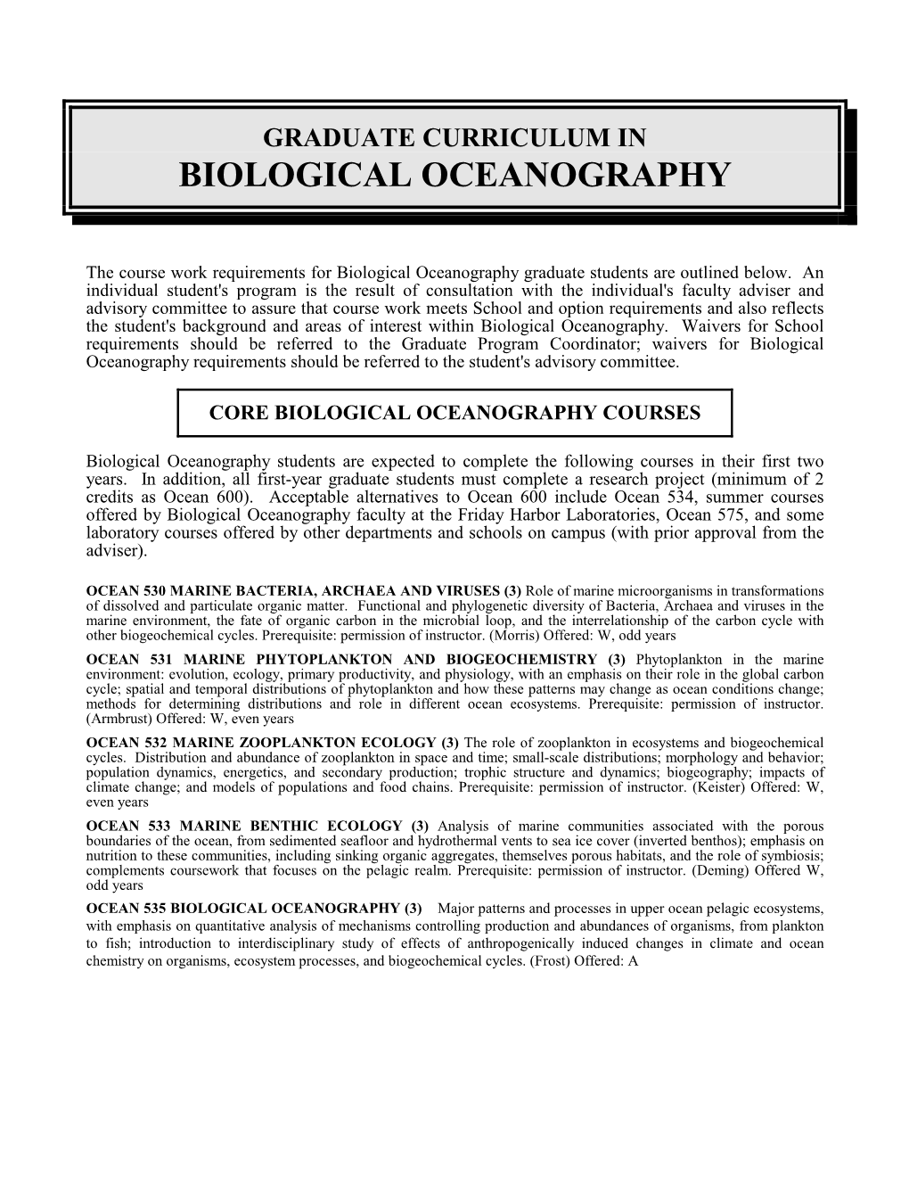 Biological Oceanography