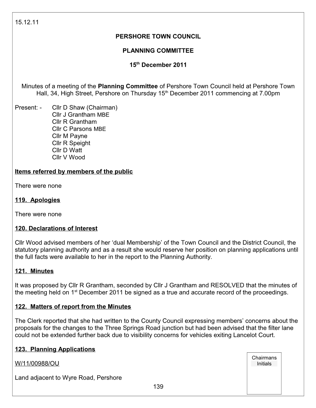 Minutes of the Planning Committee Meeting Held on Thursday 19Th July 2007