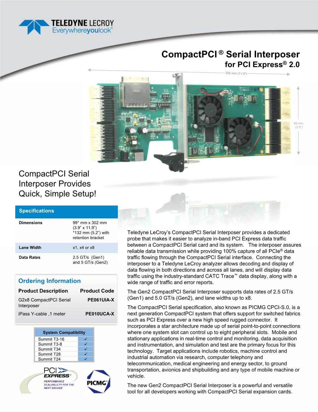 Compactpci ® Serial Interposer for PCI Express® 2.0