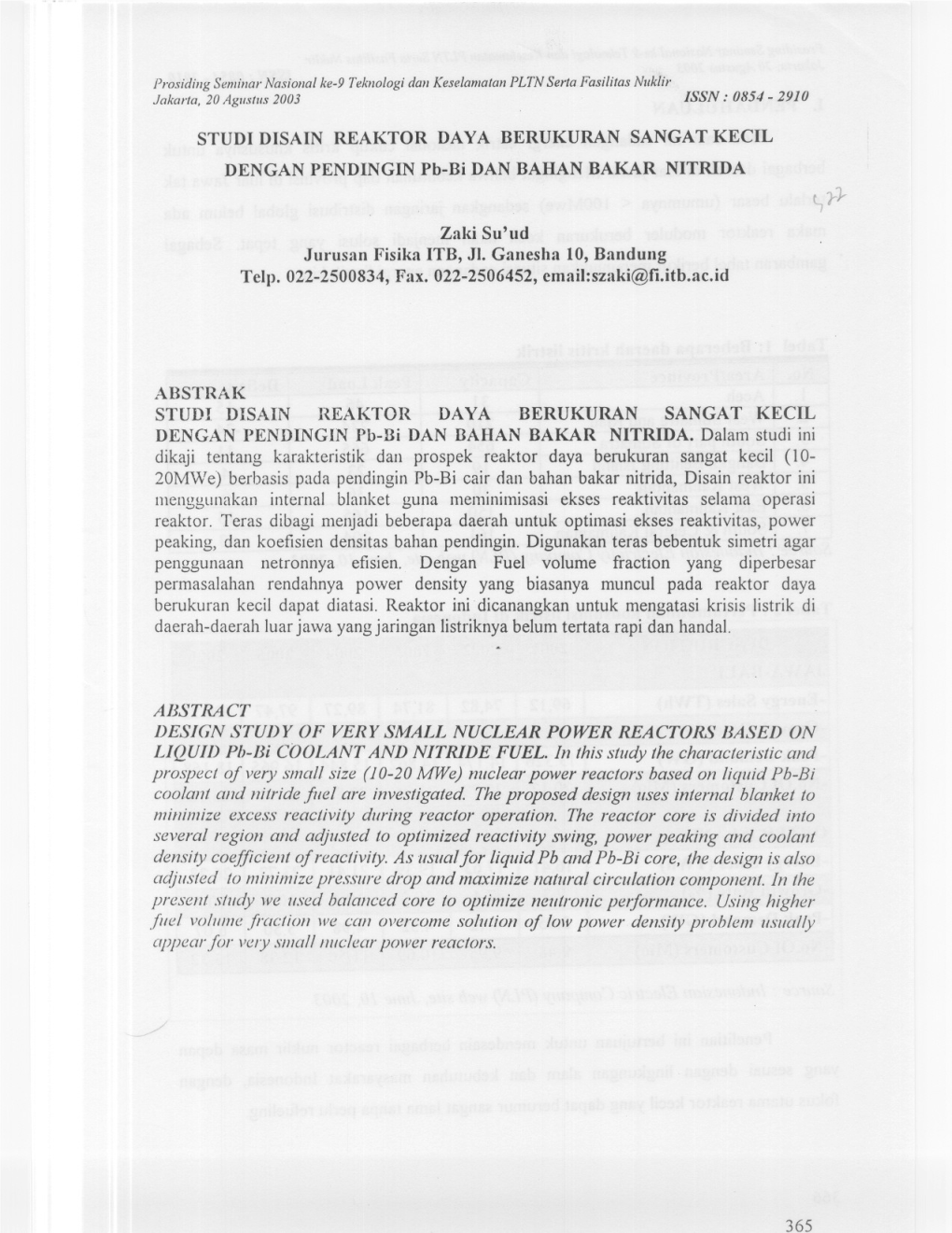 Design Study of Very Small Nuclear Power Reactors Based on Liquid