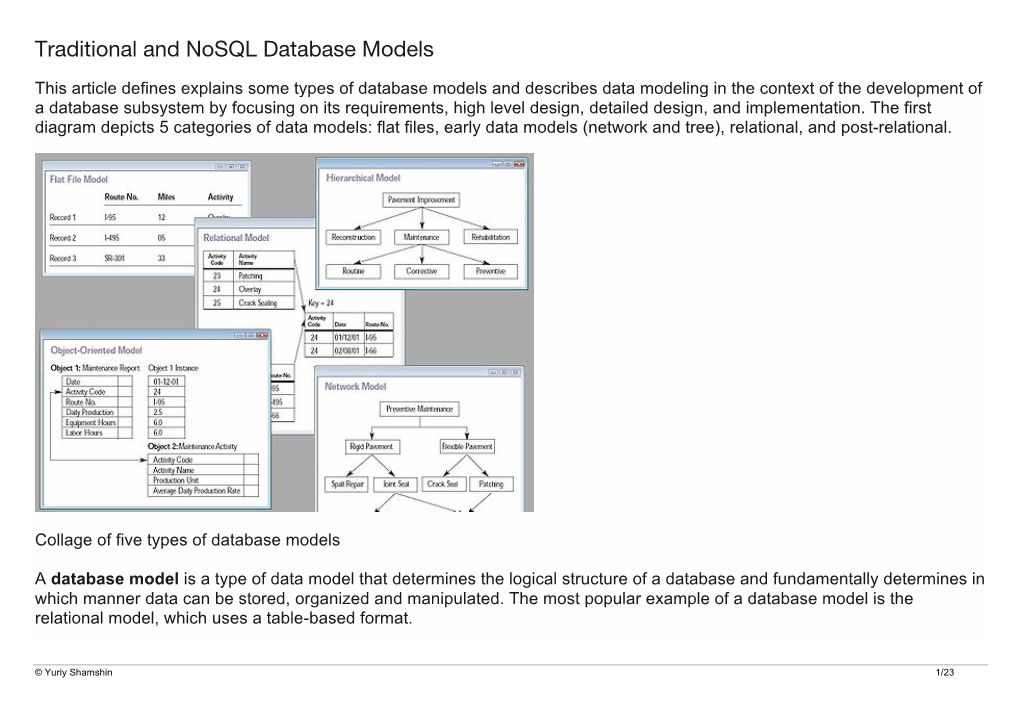Traditional and Nosql Database Models
