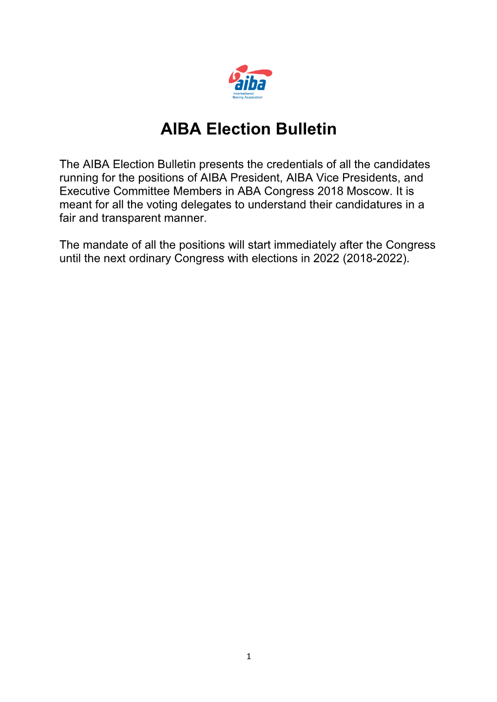 AIBA Election Bulletin