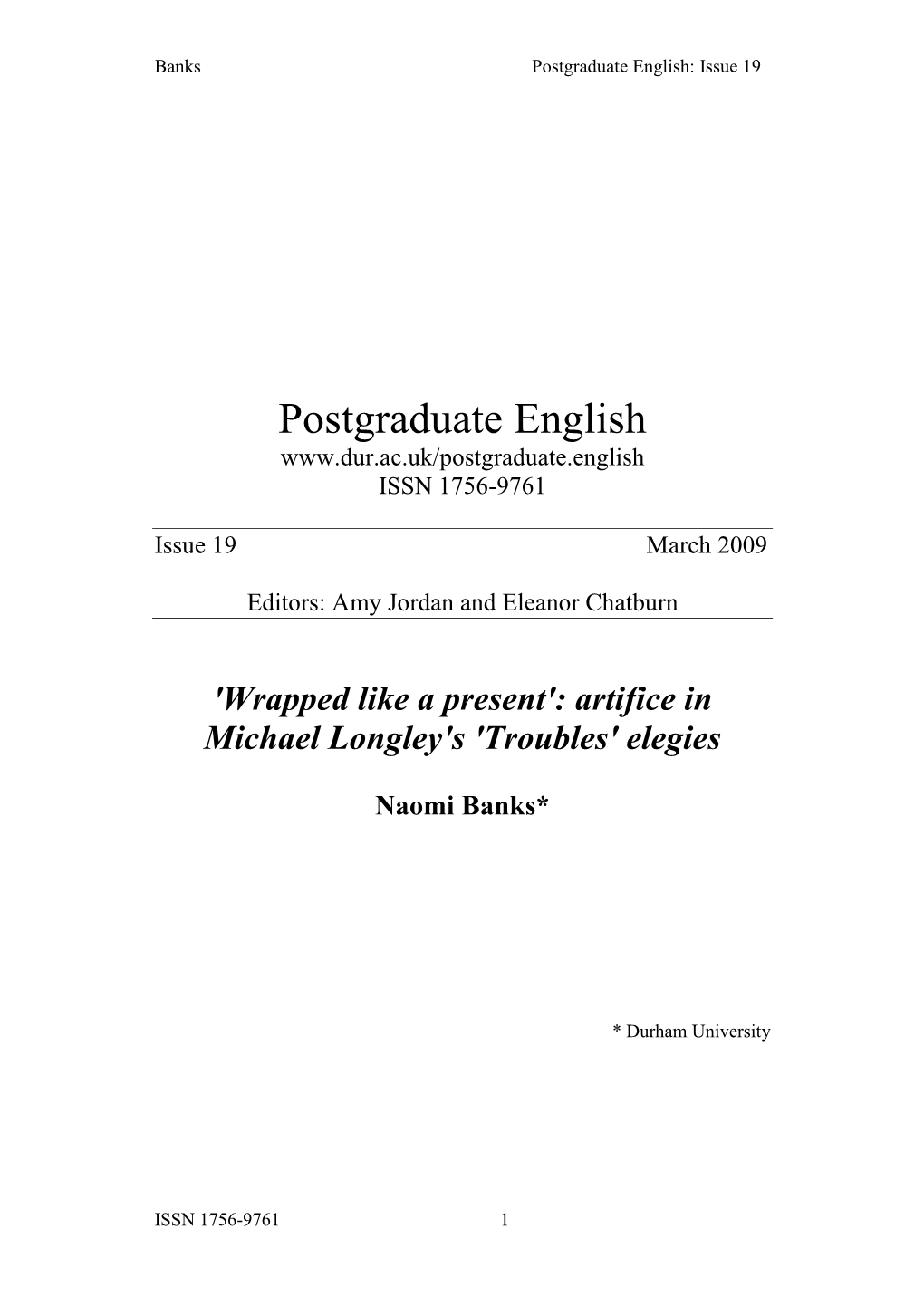 Postgraduate English: Issue 19