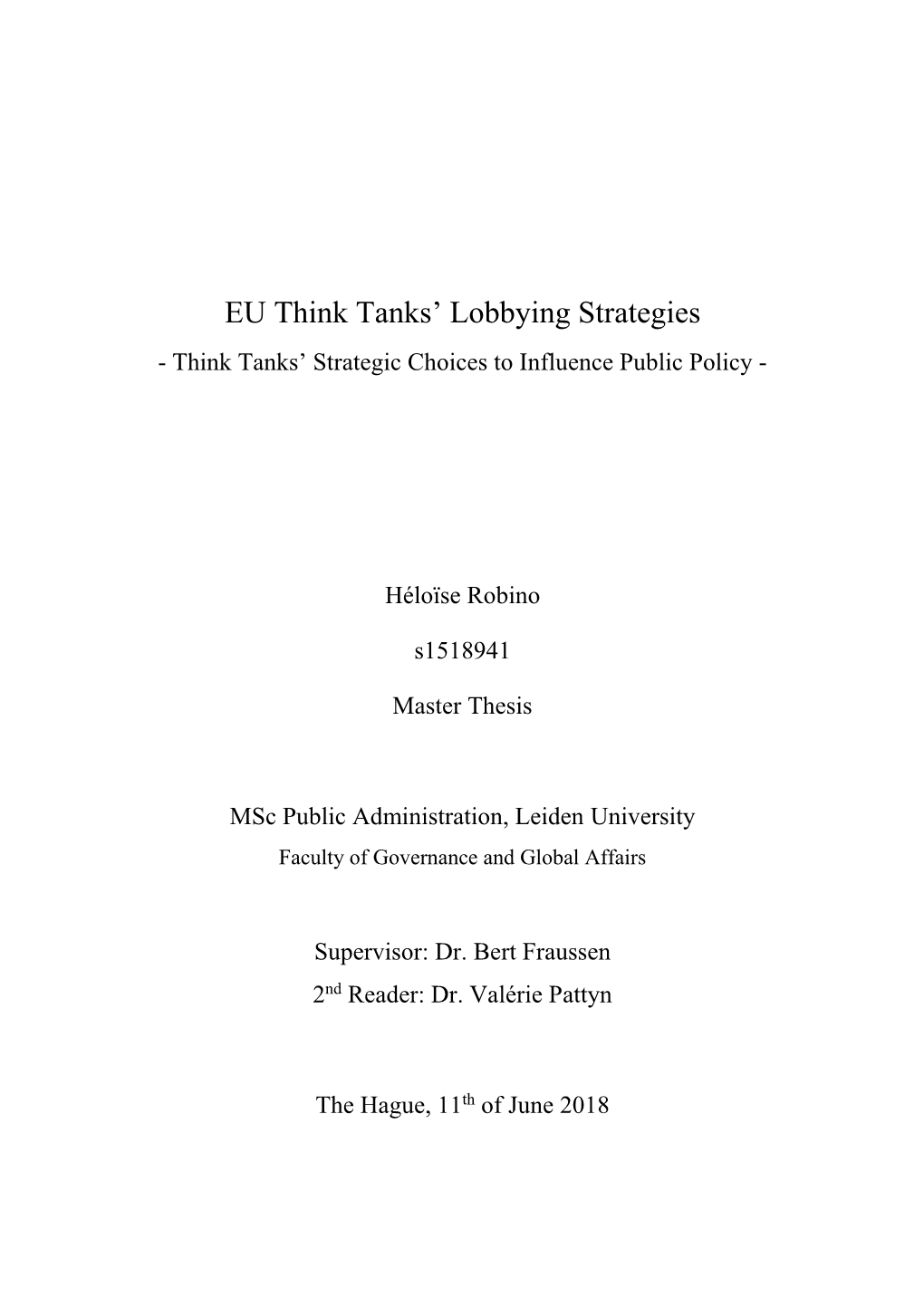 EU Think Tanks' Lobbying Strategies