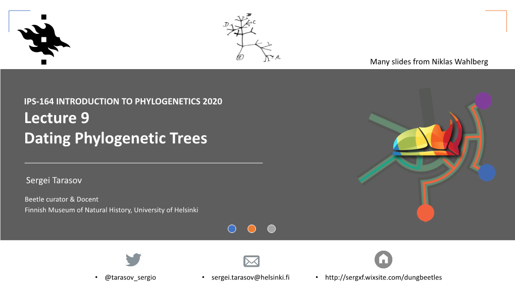 Lecture 9 Dating Phylogenetic Trees