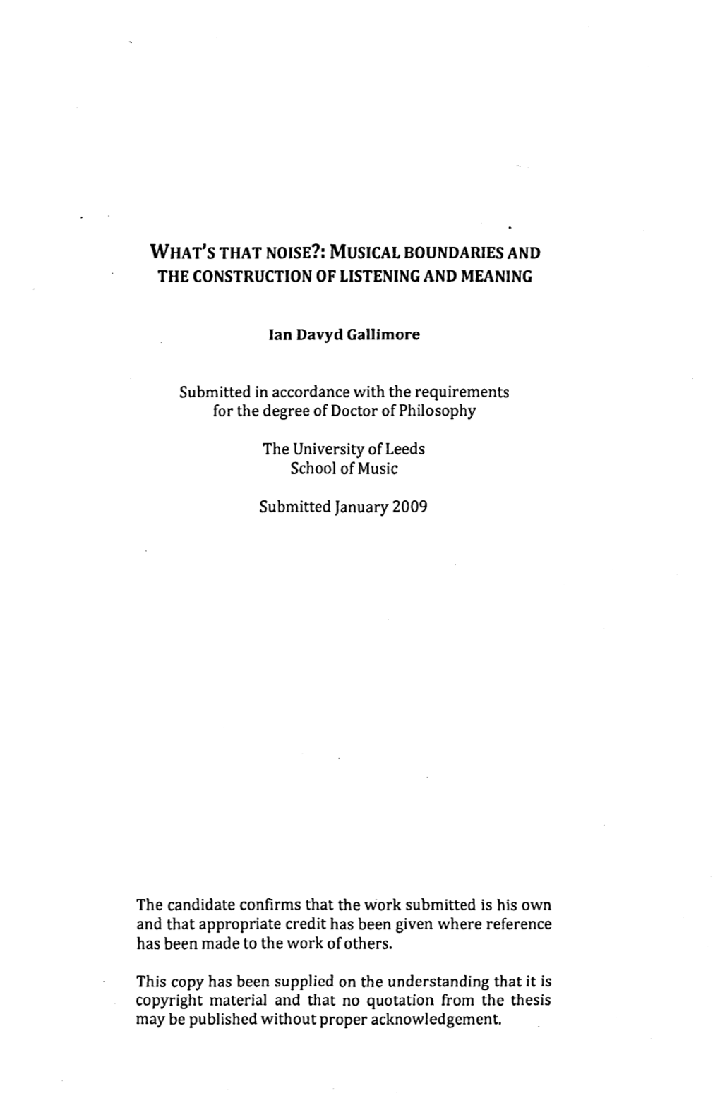 What's That Noise?: Musical Boundaries and the Construction of Listening and Meaning