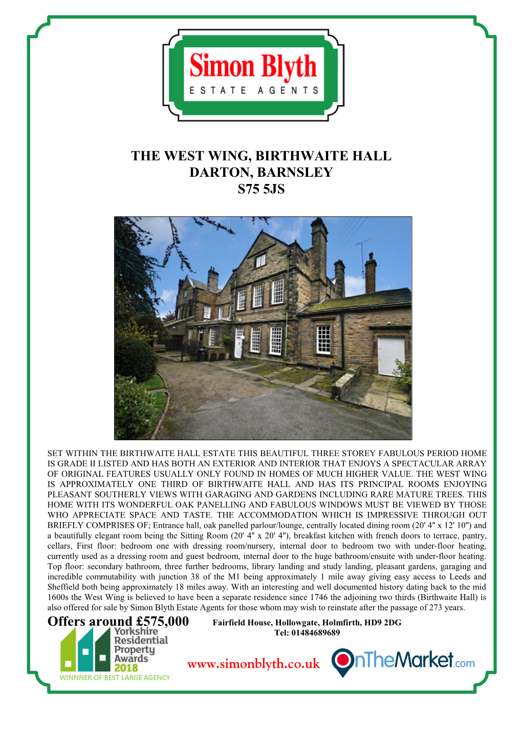 The West Wing, Birthwaite Hall Darton, Barnsley S75 5Js