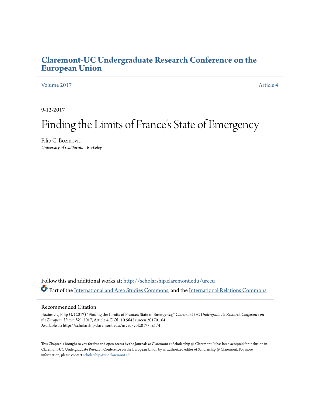 Finding the Limits of France's State of Emergency Filip G