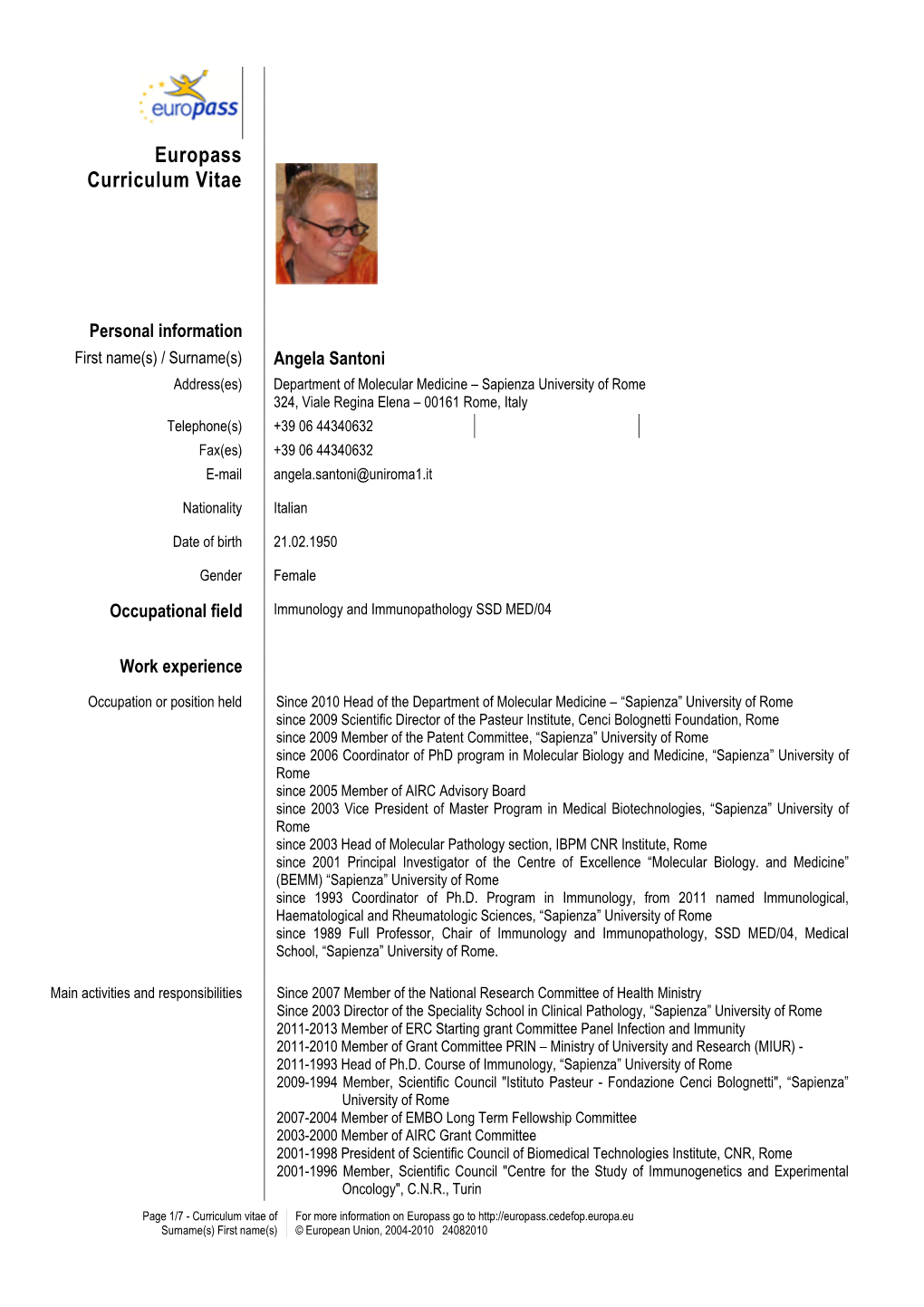 Europass Curriculum Vitae