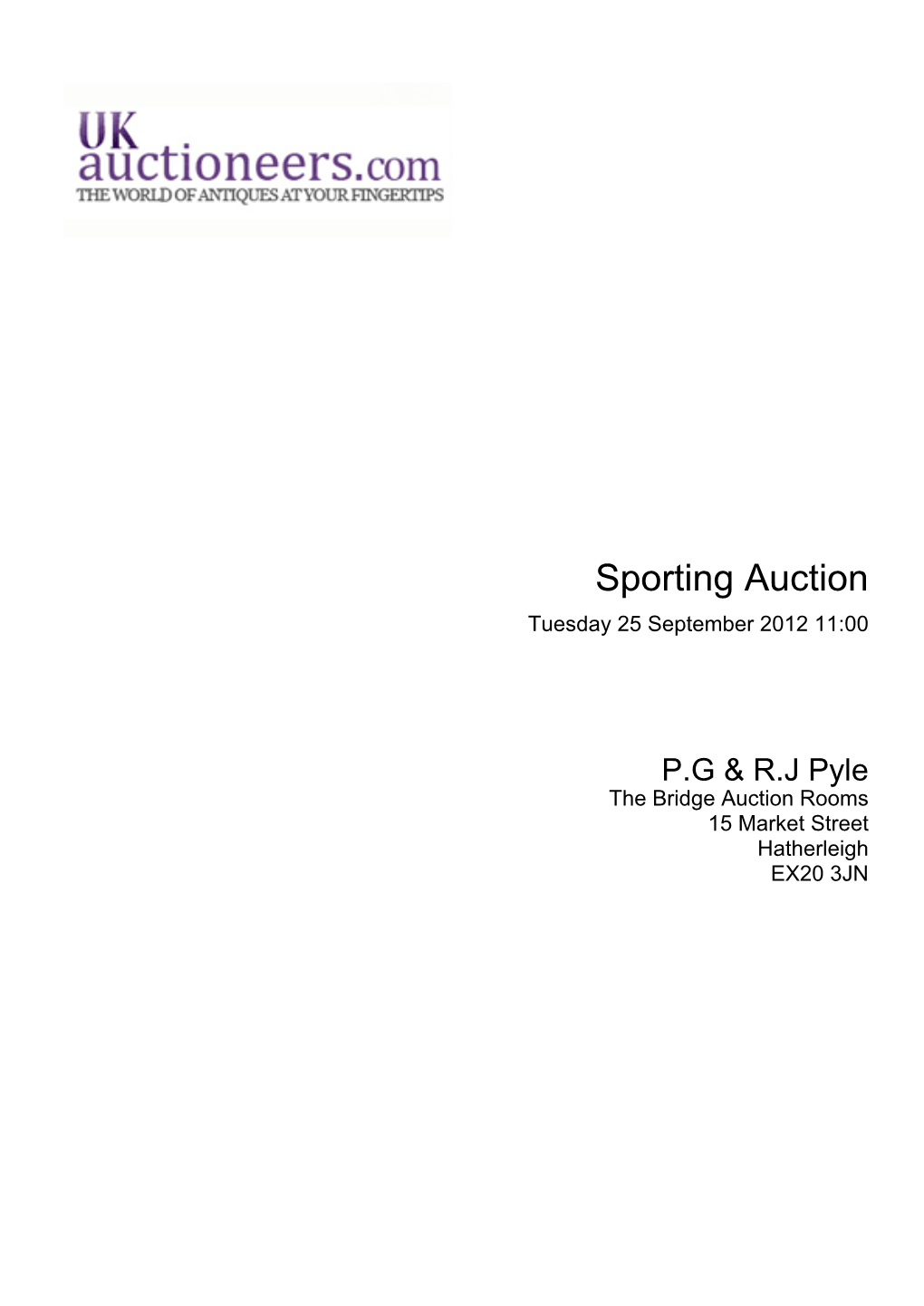 Sporting Auction Tuesday 25 September 2012 11:00