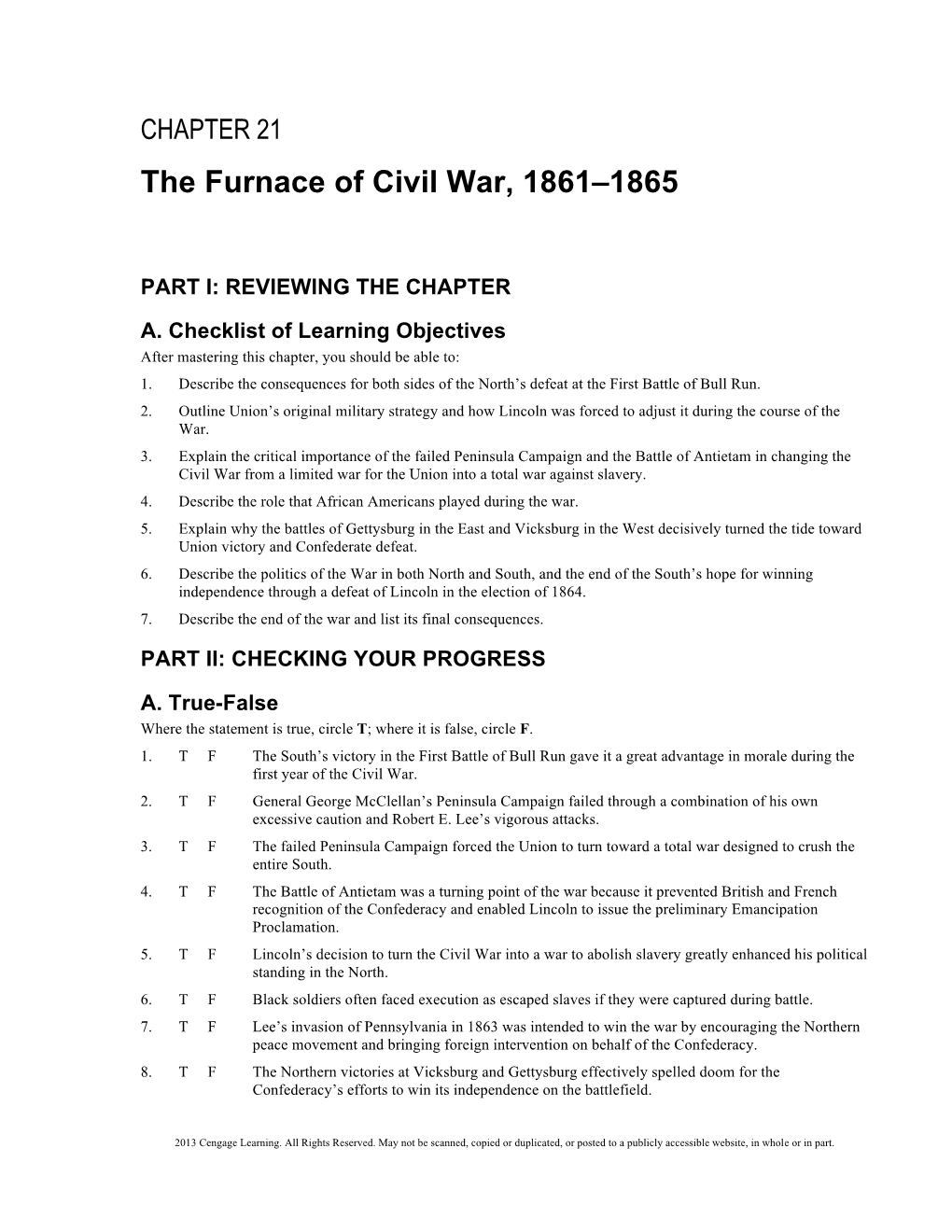 CHAPTER 21 the Furnace of Civil War, 1861–1865