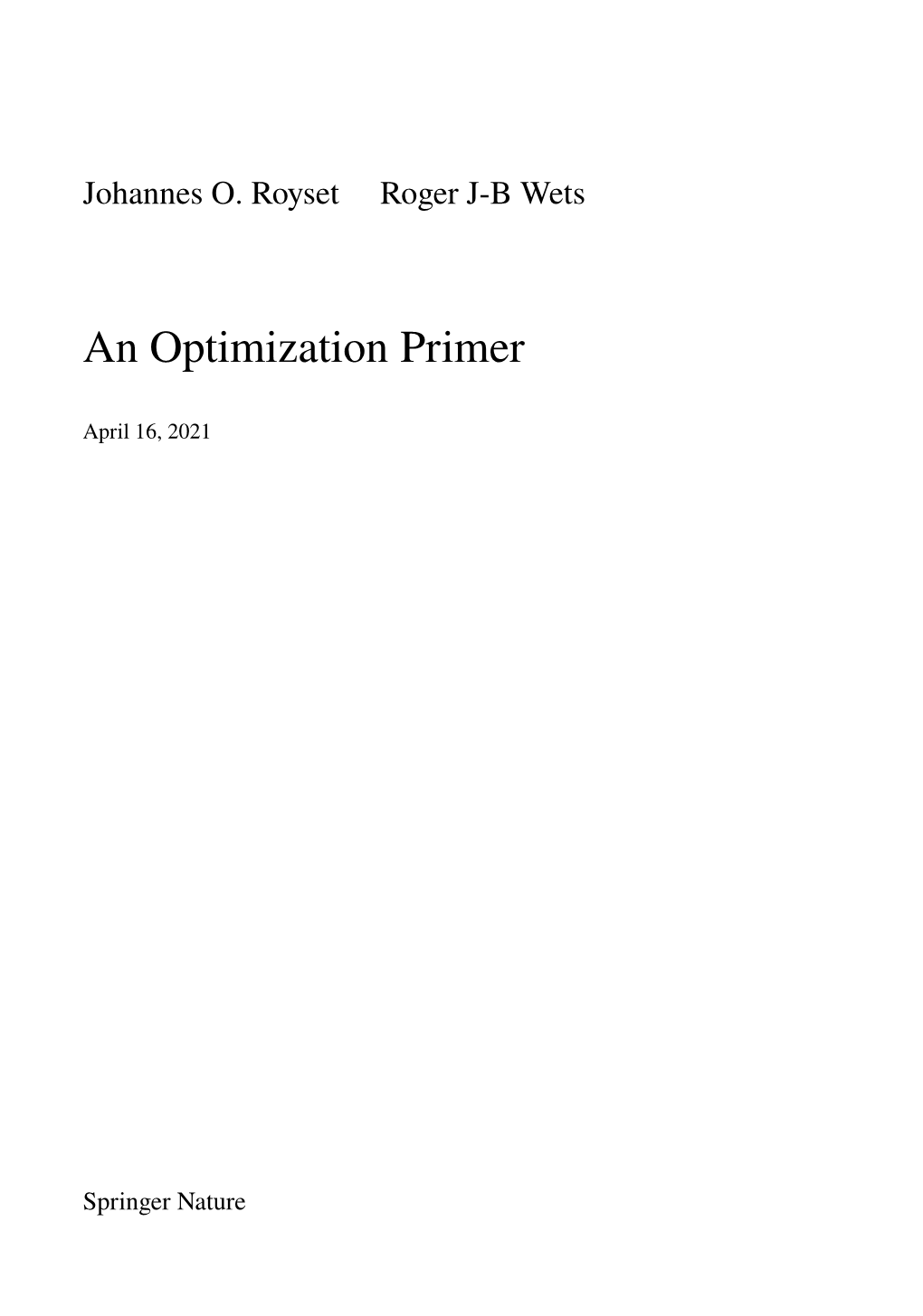 An Optimization Primer