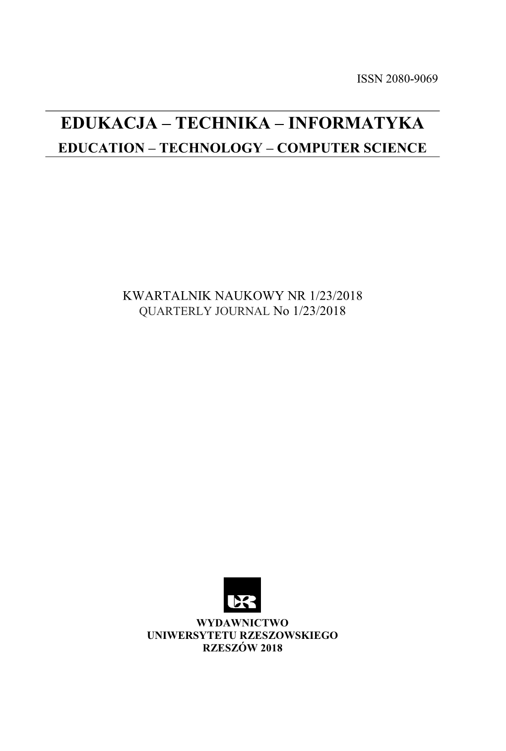 Edukacja – Technika – Informatyka Education – Technology – Computer Science