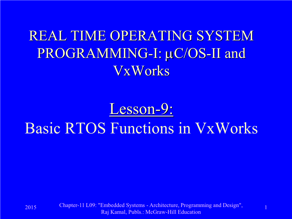 Lesson-9: Basic RTOS Functions in Vxworks