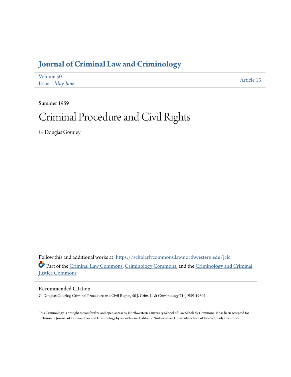 Criminal Procedure and Civil Rights G