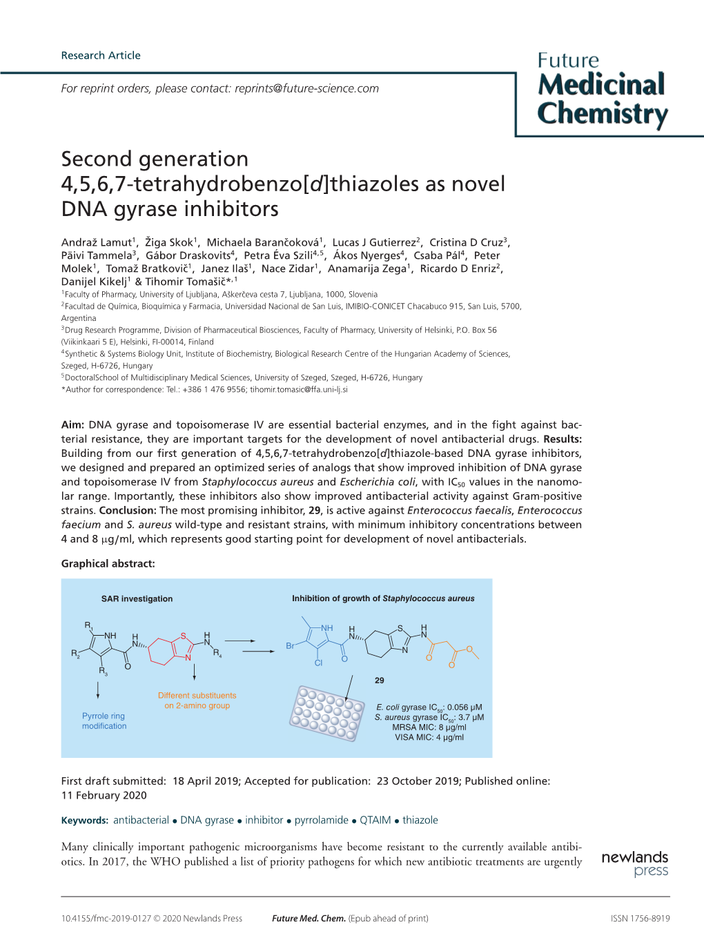 Thiazoles As Novel DNA Gyrase Inhibitors