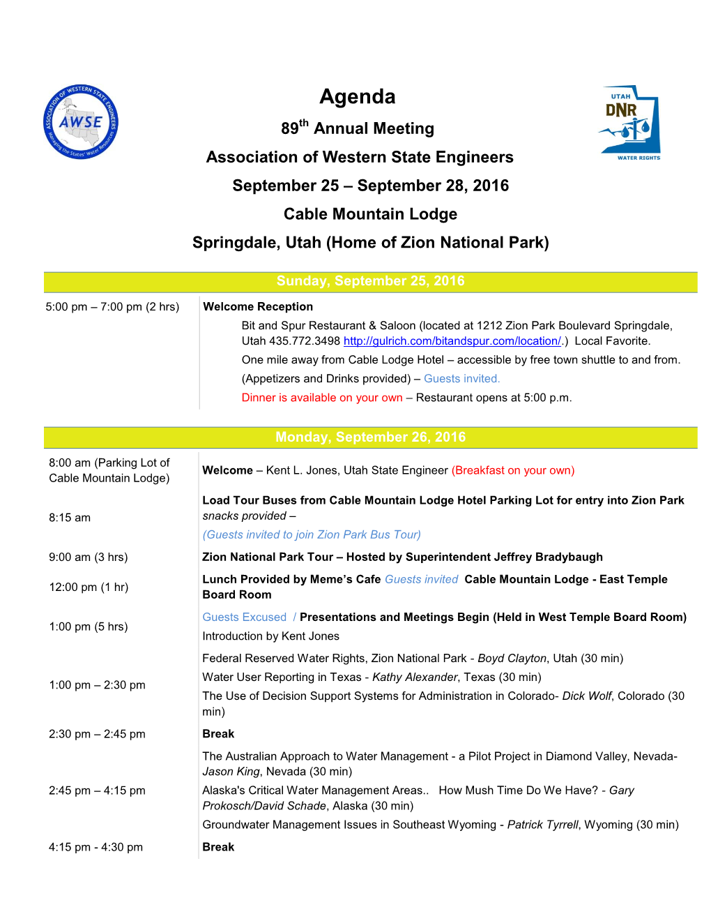 Conference Agenda