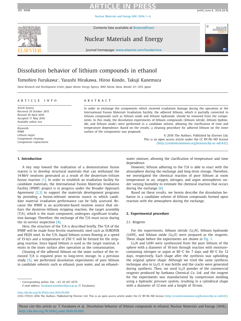 Dissolution Behavior of Lithium Compounds in Ethanol