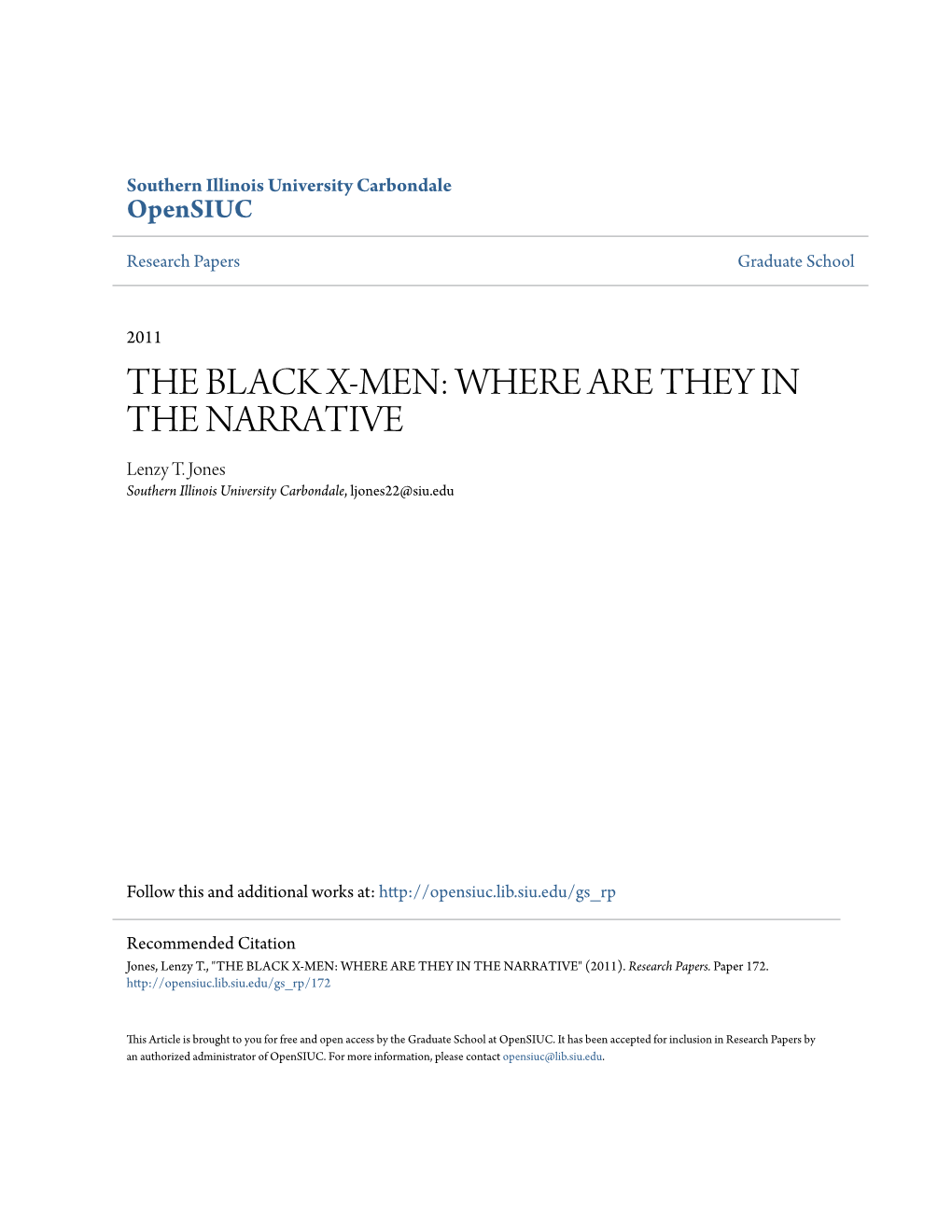 THE BLACK X-MEN: WHERE ARE THEY in the NARRATIVE Lenzy T