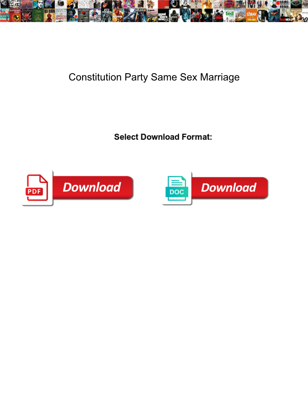 Constitution Party Same Sex Marriage