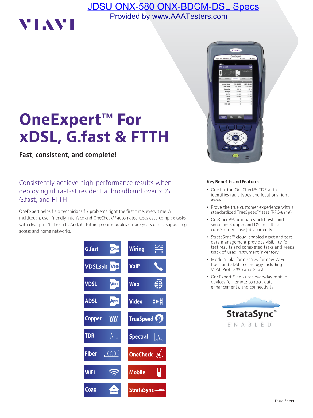 Oneexpert™ for Xdsl, G.Fast & FTTH