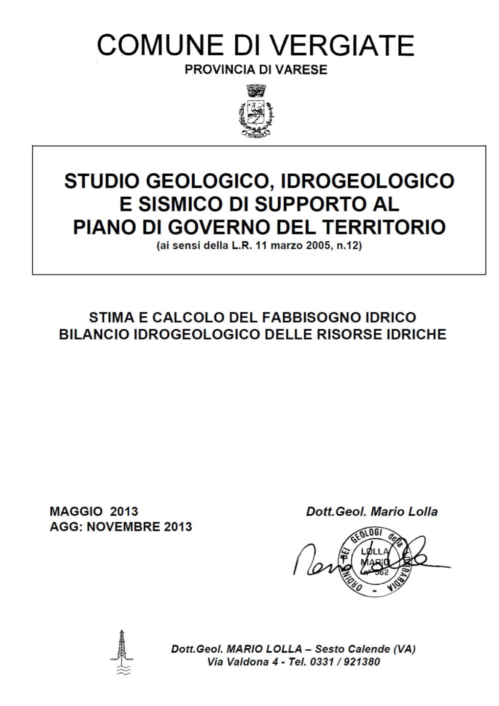 Piano Di Governo Del Territorio Studi Ed Indagini Per La Definizione Della