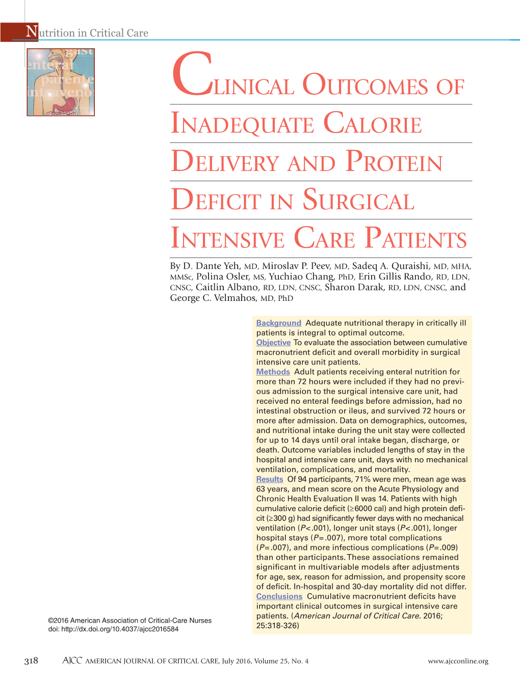 Inadequate Calorie Delivery and Protein Deficit in Surgical Intensive Care Patients