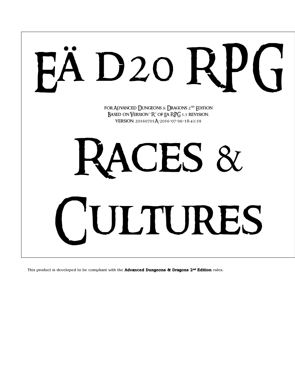 Eä D20 Middle-Earth RPG Races