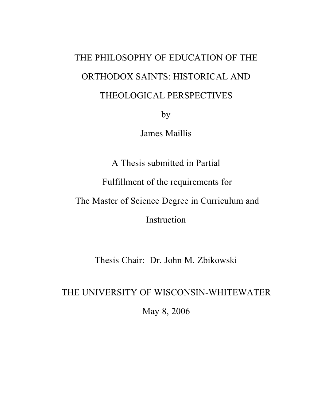 The Philosophy of Education of the Orthodox Saints