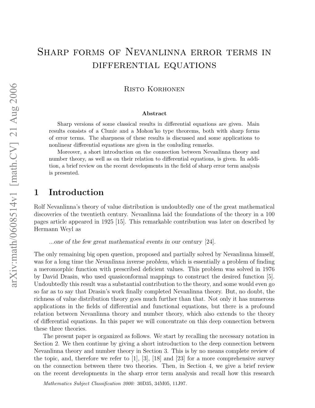Sharp Forms of Nevanlinna Error Terms in Differential Equations