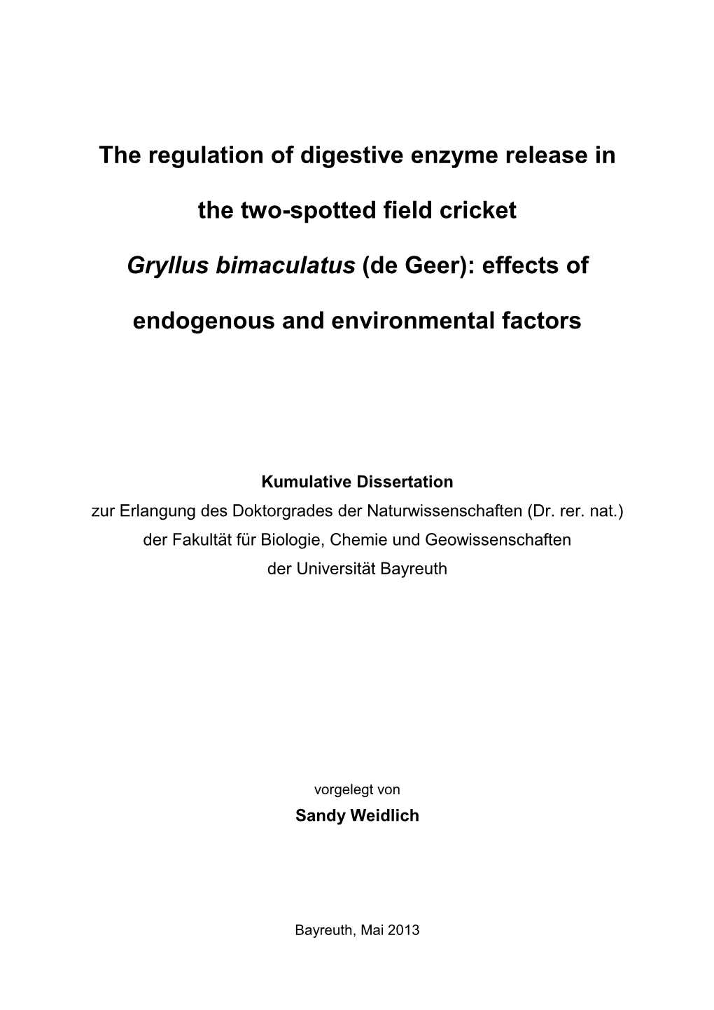 The Regulation of Digestive Enzyme Release in the Two