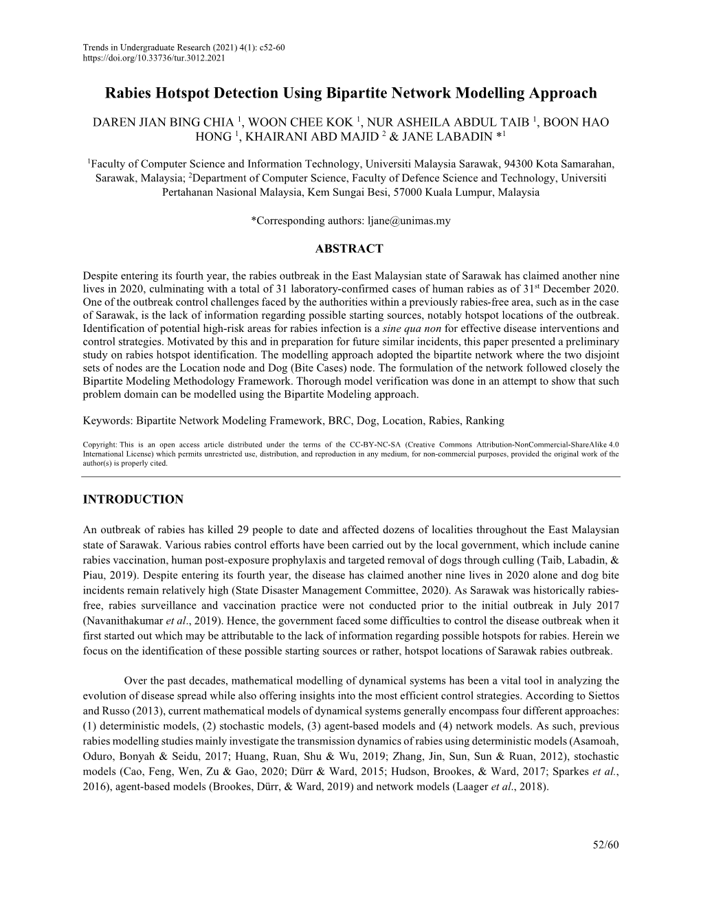 Rabies Hotspot Detection Using Bipartite Network Modelling Approach