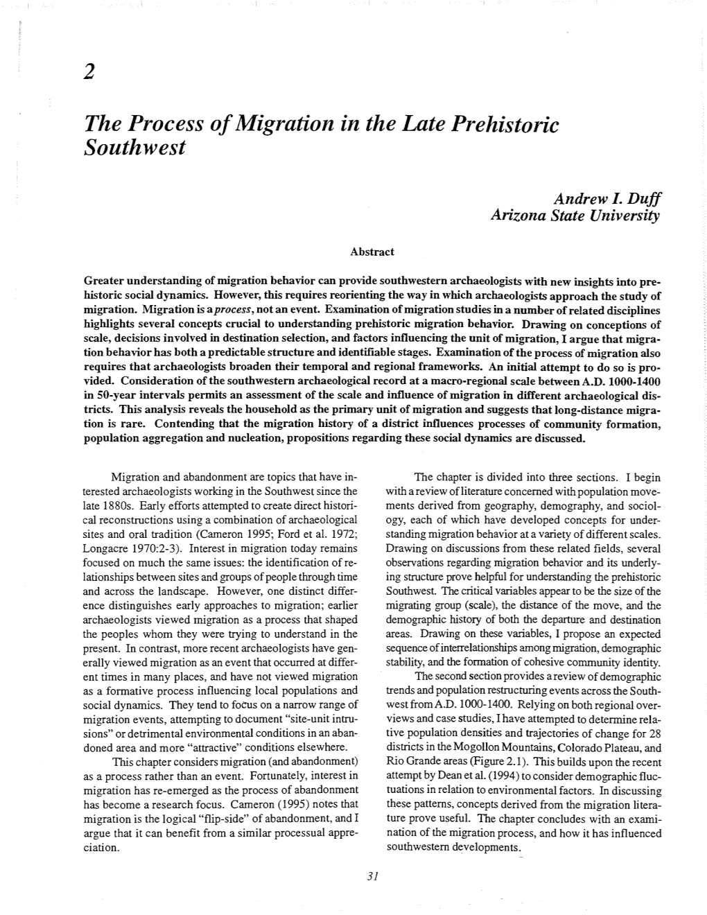 The Process of Migration in the Late Prehistoric Southwest