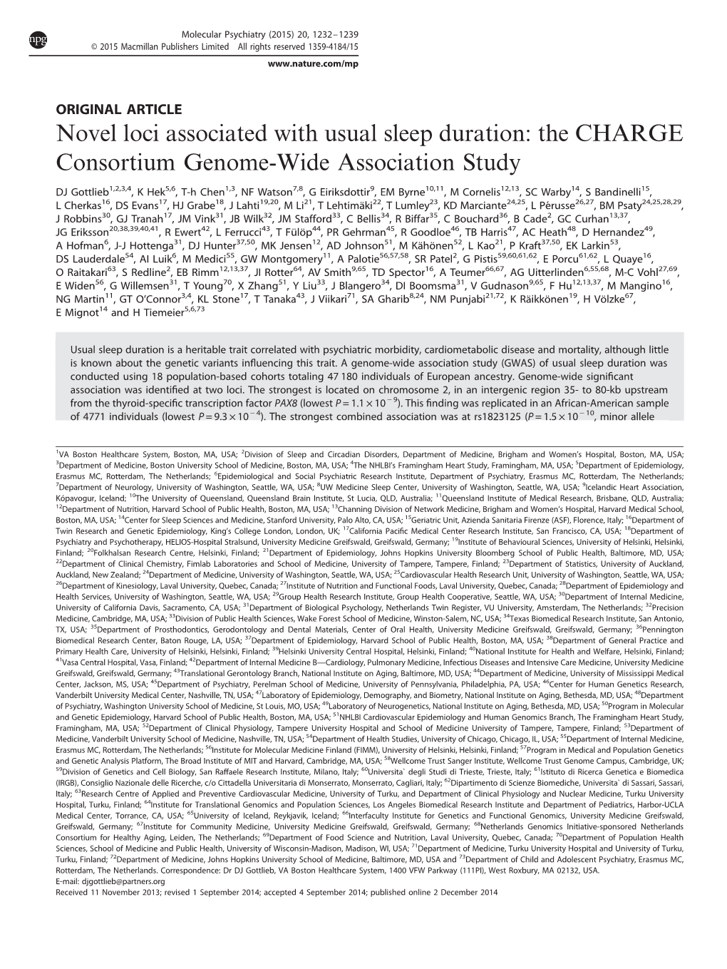 The CHARGE Consortium Genome-Wide Association Study