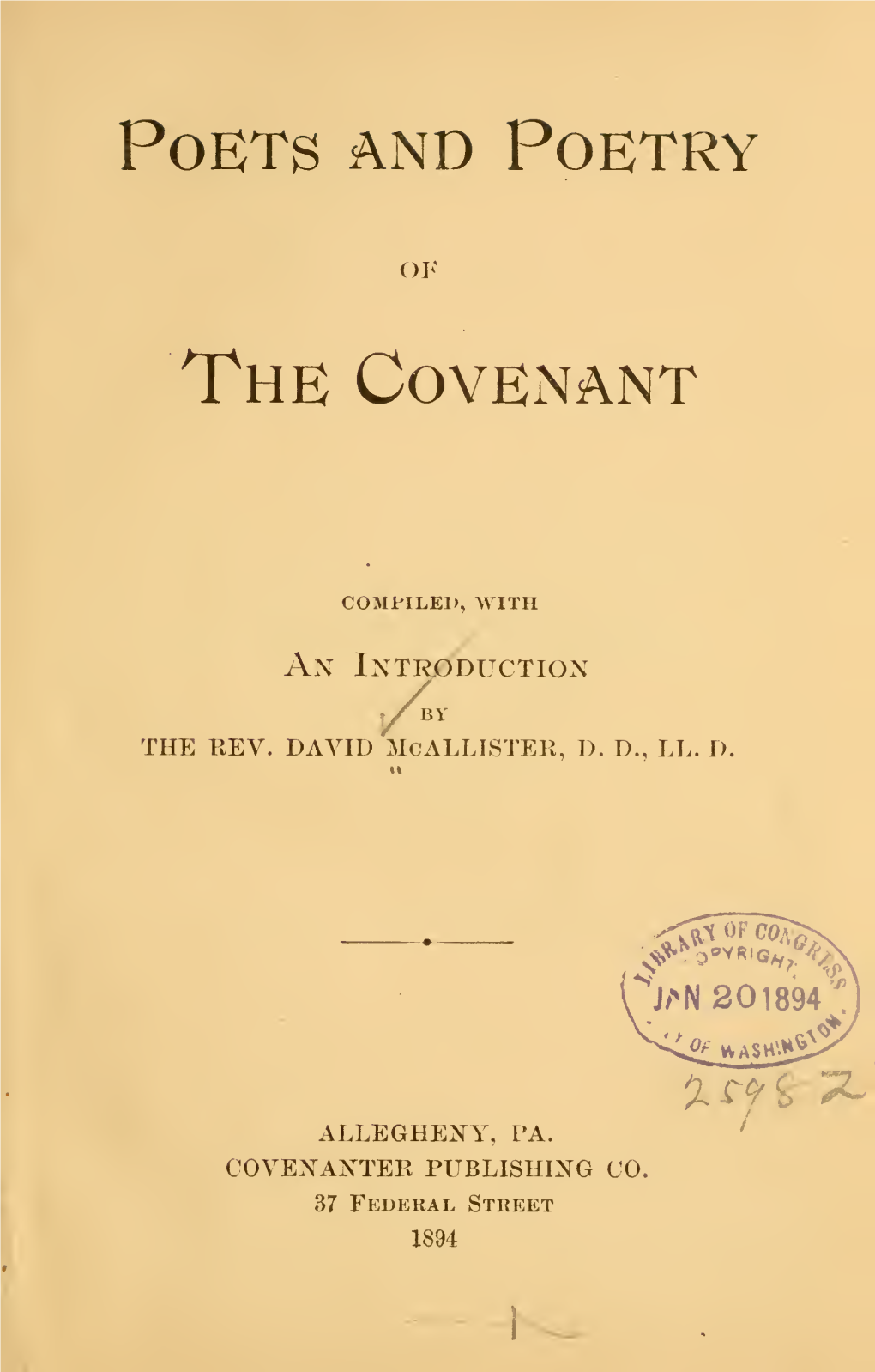 Poets and Poetry of the Covenant