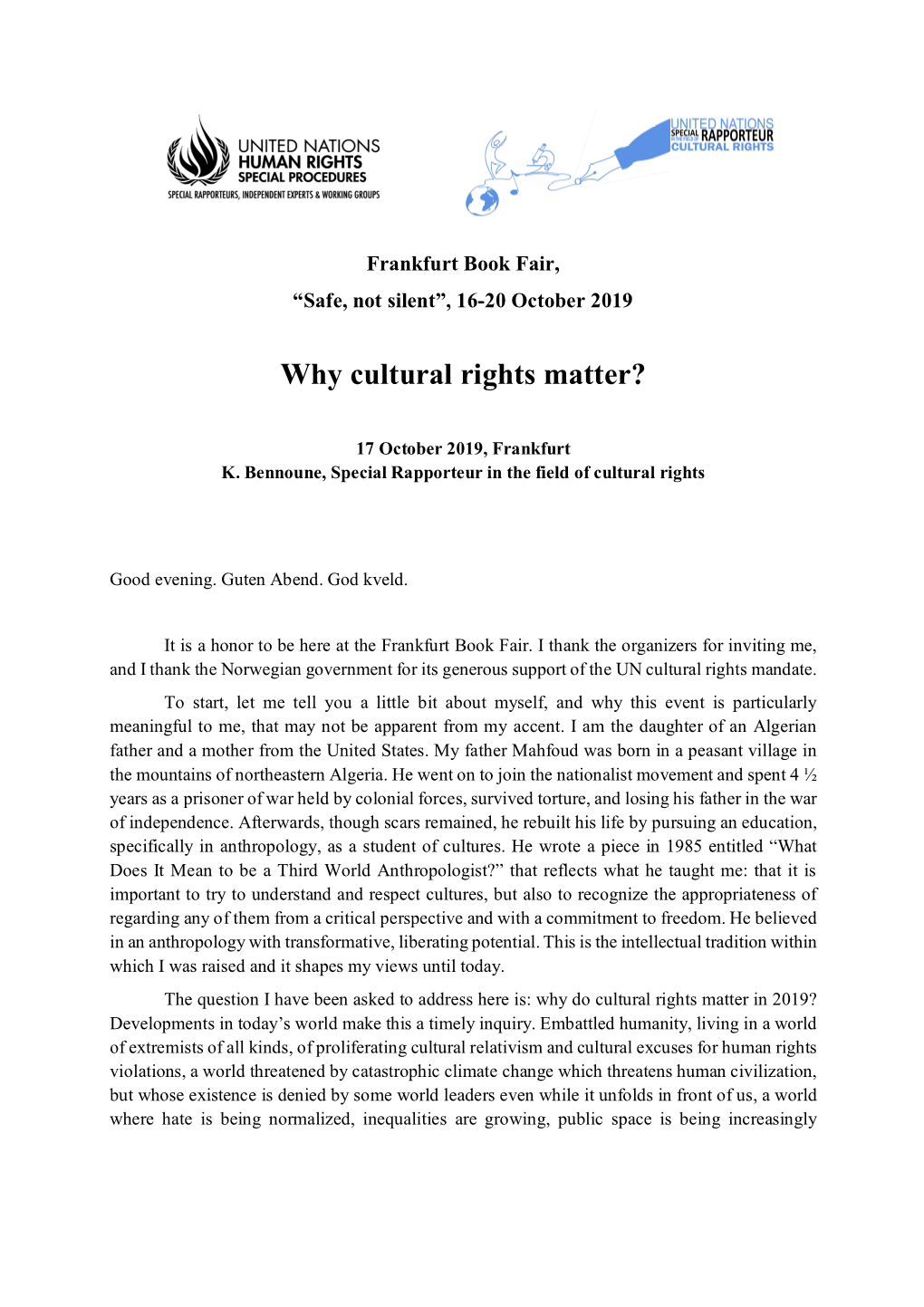 Why Cultural Rights Matter?