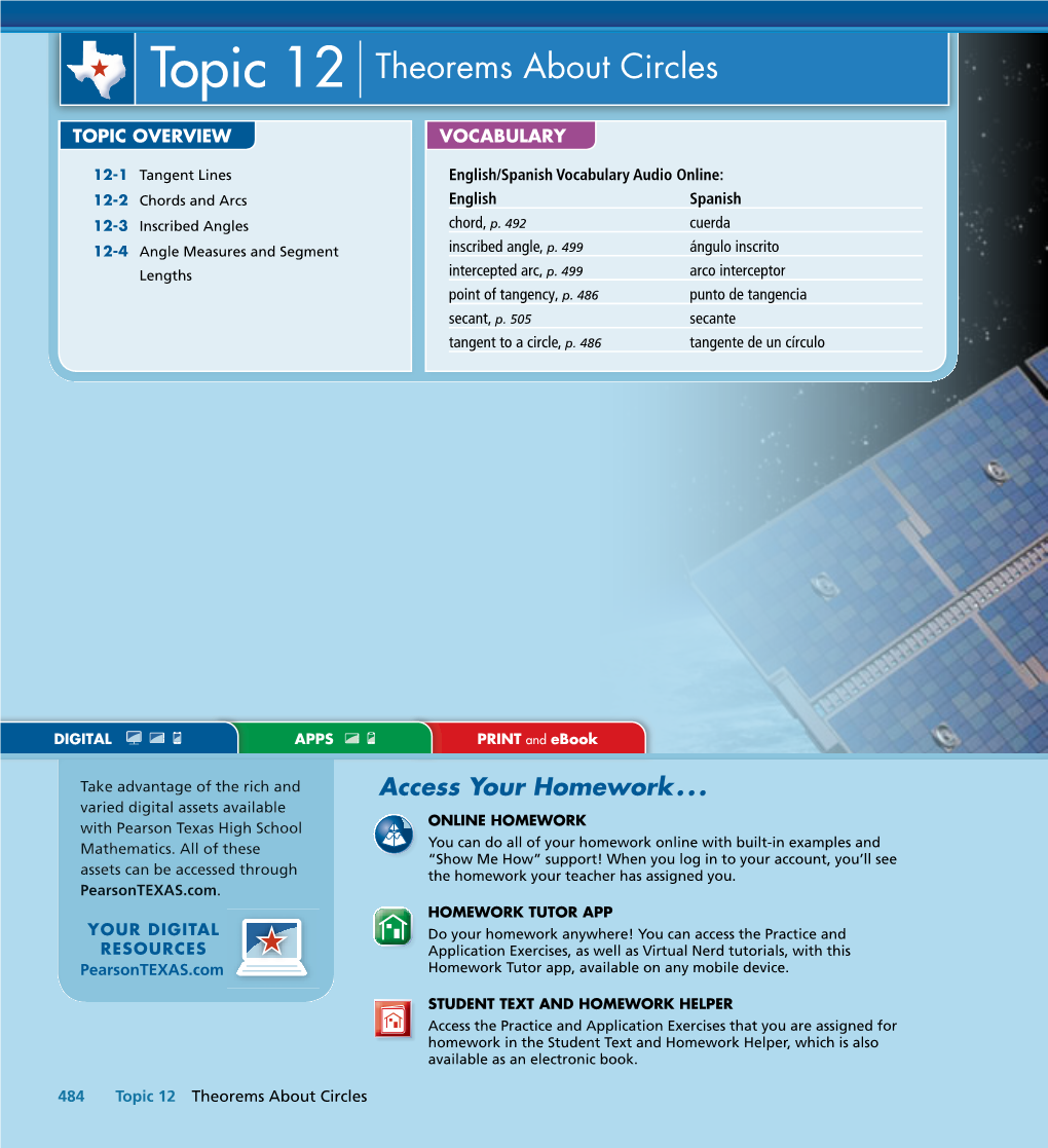 Topic 12 Theorems About Circles