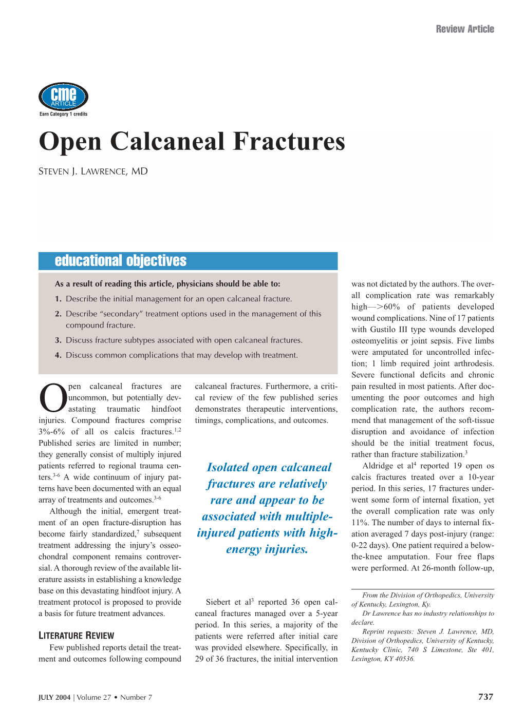 Open Calcaneal Fractures