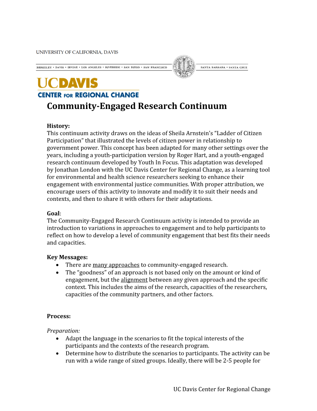 Community-Engaged Research Continuum